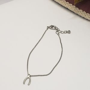 Silver Tone Wish Bone Bracelet